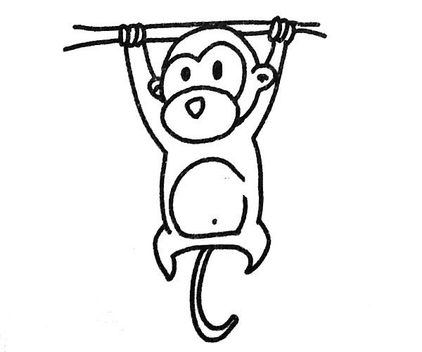 A set of cute monkey simple drawing pictures