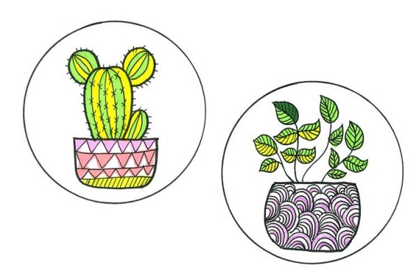 Small potted plant hand drawn simple strokes