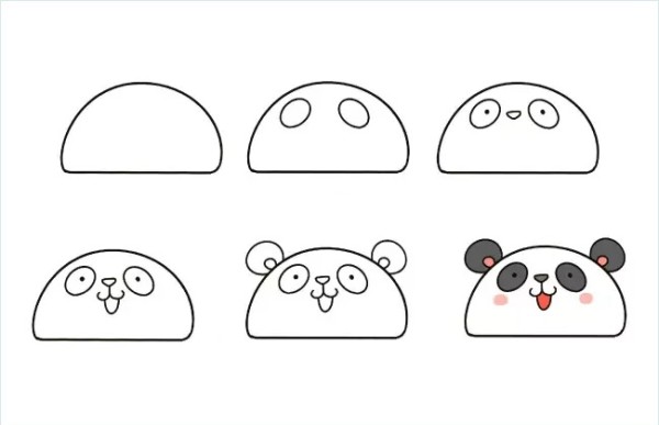 You can draw a cute simple drawing with just one semicircle - giant panda