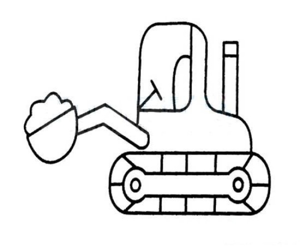 Simple drawing picture of forklift for shoveling work