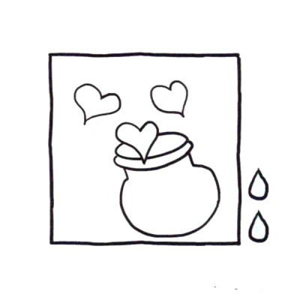 Draw cute simple drawings of water and green plants in four steps