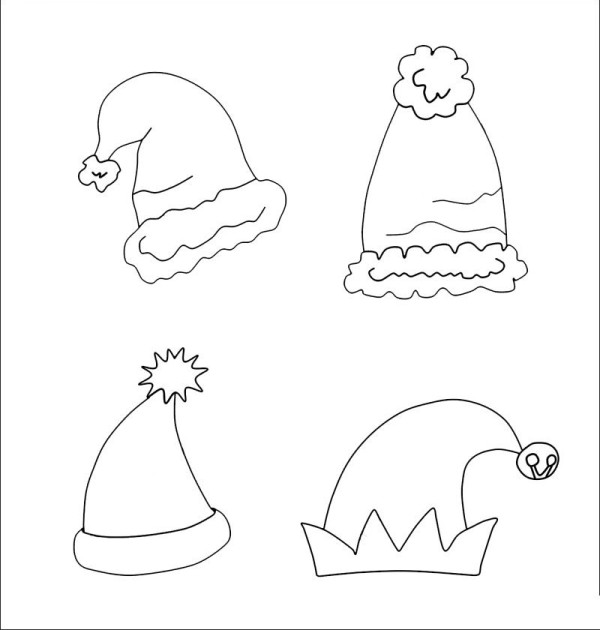 Complete collection of simple strokes of Christmas hat