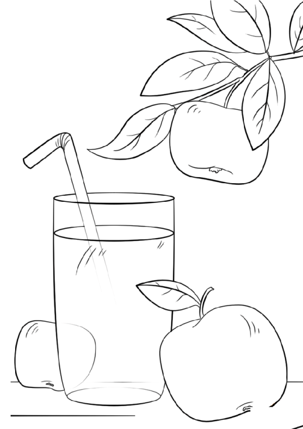 Simple drawing pictures of apples and apple juice