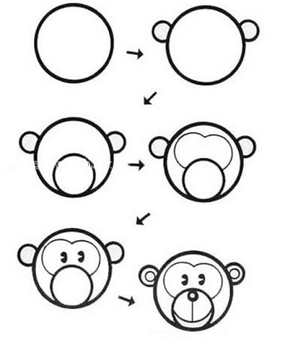 Monkey head simple drawing tutorial