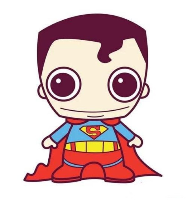 Childrens cartoon superman simple drawing picture