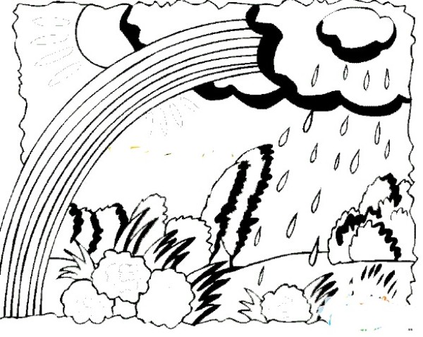 Childrens spring simple drawing Raining Beauty