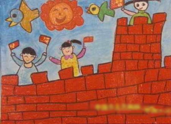 Simple drawing of child standing on the Great Wall