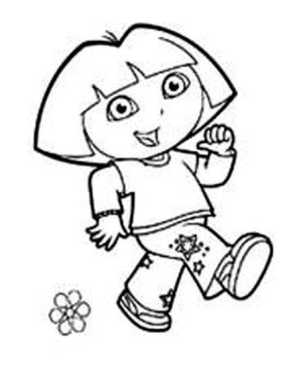 Childrens simple drawing pictures of Dora who loves adventure