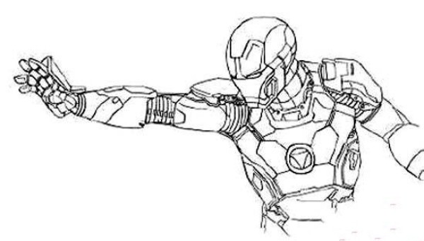 Simple drawing picture of Iron Man firing a palm cannon