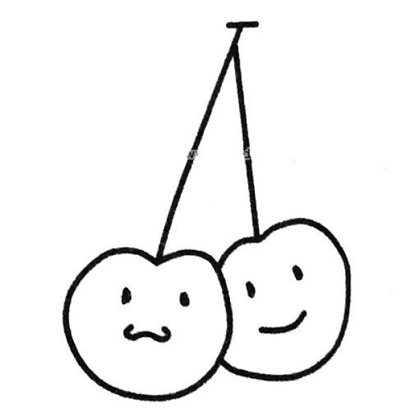 Two cute simple drawing pictures of cartoon cherries