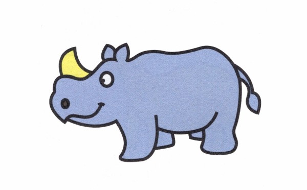 How to draw cartoon rhinoceros in simple strokes