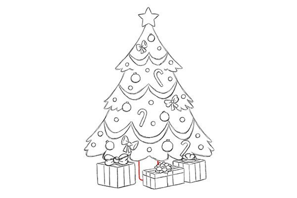 Draw a beautiful Christmas tree with simple strokes