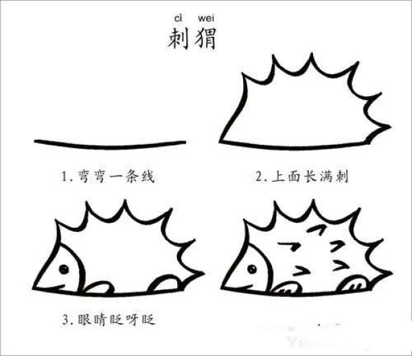 Simple hedgehog drawing tutorial