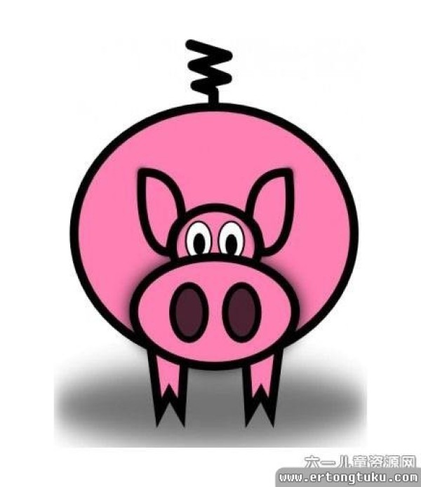 Happy pig cute simple drawing picture