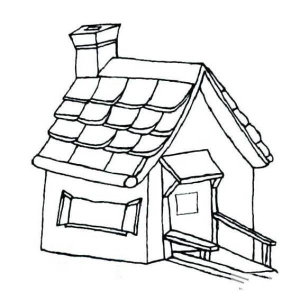 Childrens simple drawing of building beautiful house