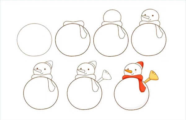 Teach you how to draw a snowman step by step