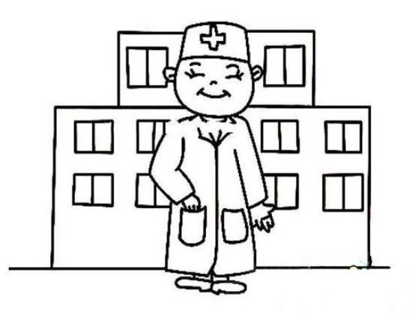 Simple drawing pictures of doctors in the hospital