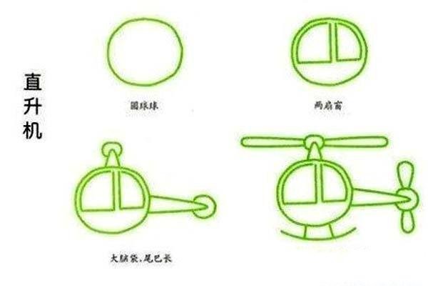 Helicopter simple drawing tutorial step-by-step pictures: How to draw a helicopter