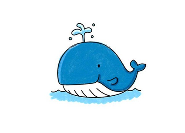 Simple drawing of cartoon whale spraying water