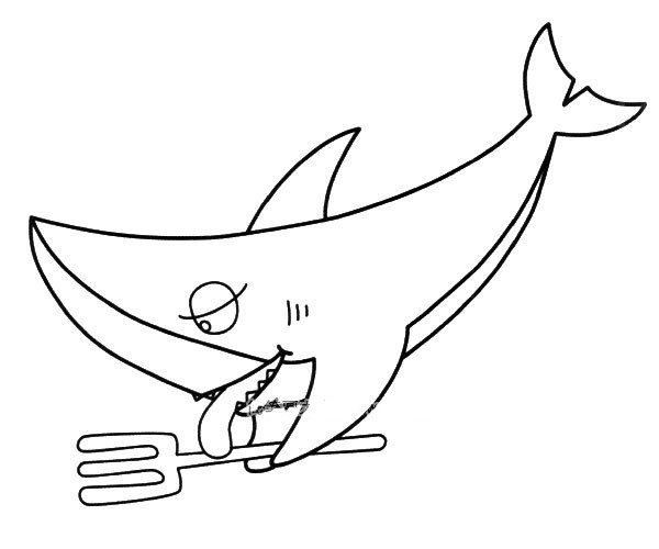 Simple drawing of a shark preparing to eat