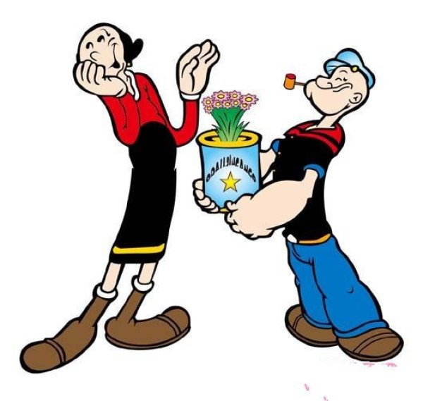 Hand drawn Popeye and Oliver simple drawing pictures