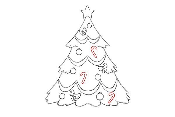 Draw a beautiful Christmas tree with simple strokes