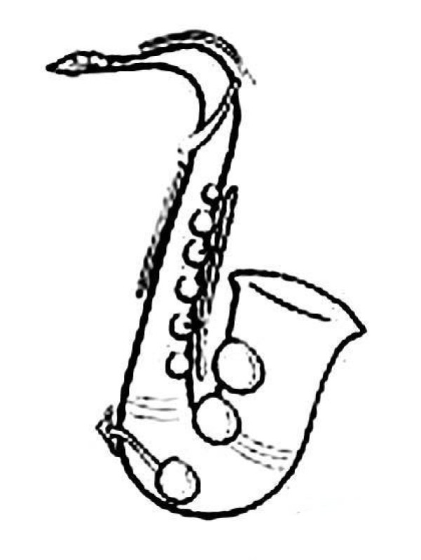 Childrens hand-painted saxophone simple drawing picture