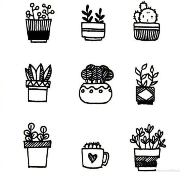 81 beautiful simple drawing pictures of potted plants