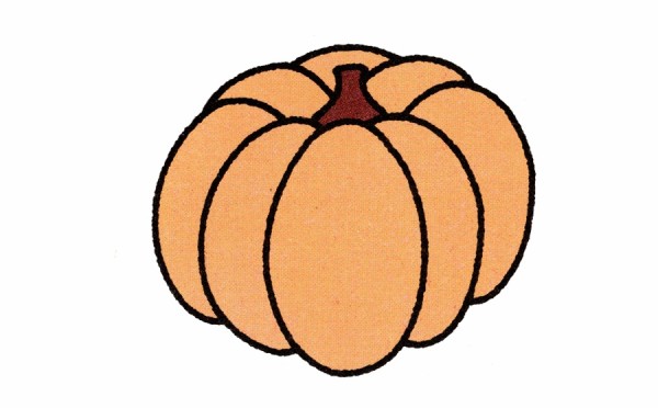 Yellow pumpkin simple drawing steps