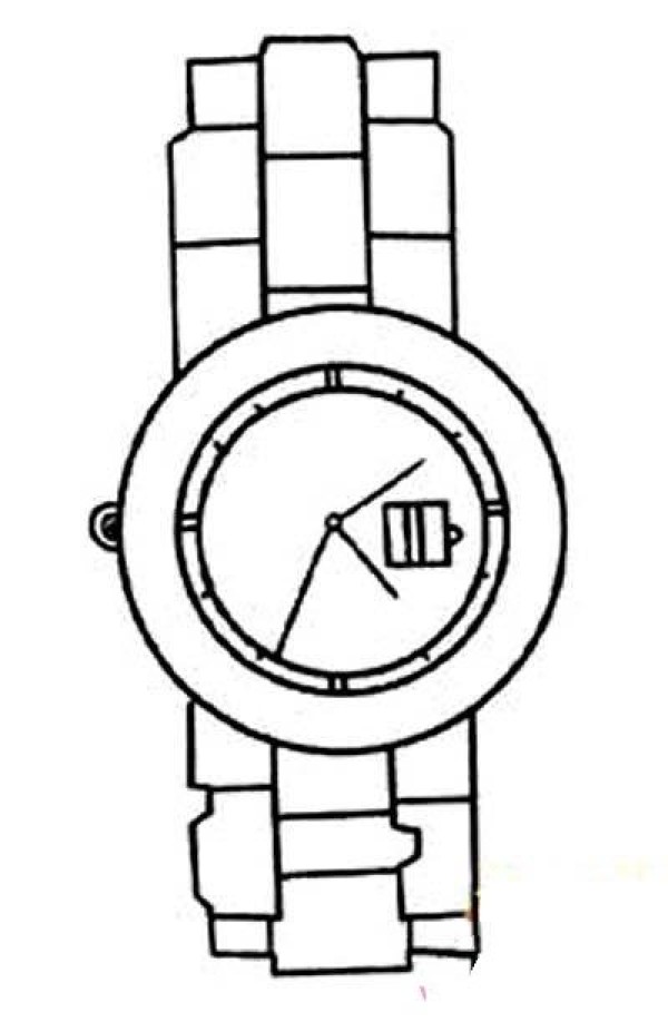 Metal strap watch simple drawing picture