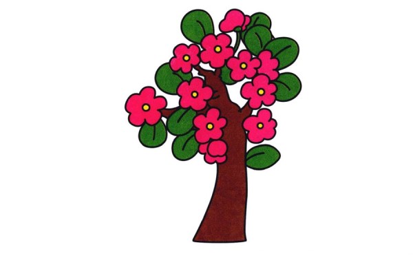 Simple drawing of peach tree