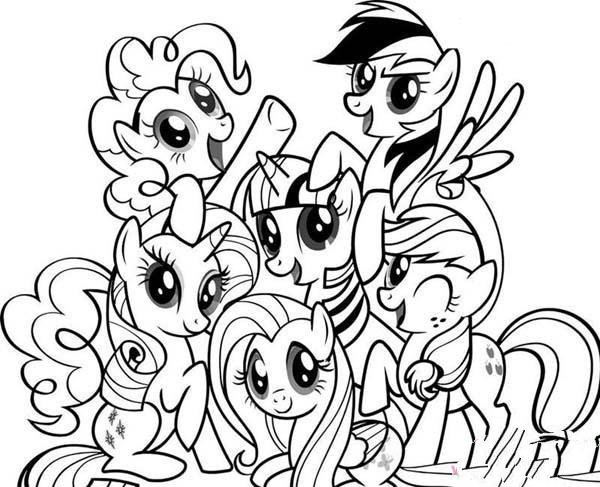 A complete collection of simple drawing pictures of all My Little Pony characters for primary school students