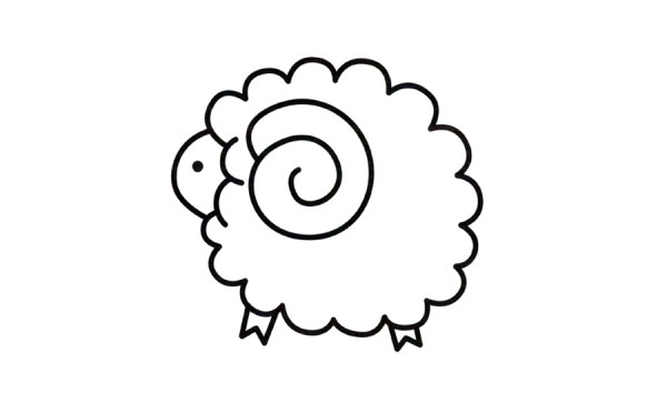 Simple drawing of cute little sheep with chubby flesh