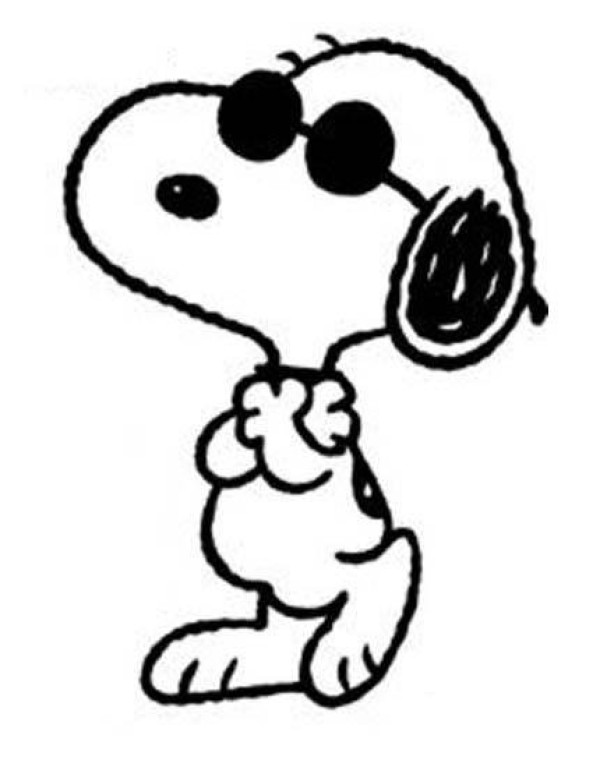 Simple drawing picture of Snoopy wearing sunglasses