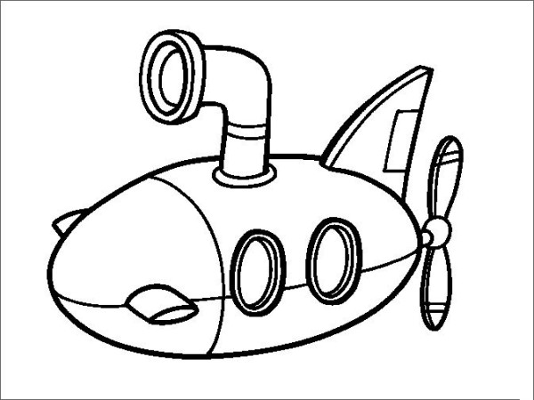 Cartoon submarine simple strokes