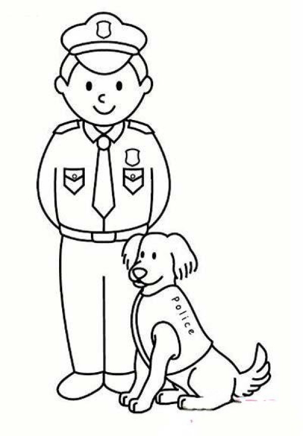 Simple drawing pictures of police and police dogs