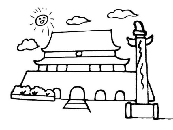 Famous Chinese Buildings Tiananmen Simple Drawing Pictures