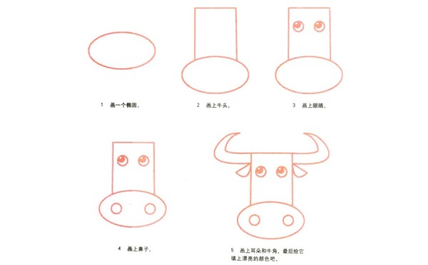 How to draw the diligent old cow in simple strokes step by step