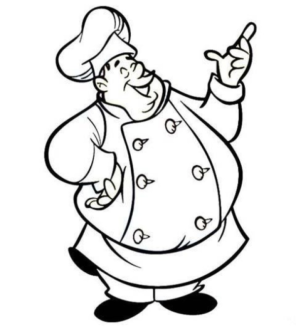 Simple drawing picture of smiling fat chef