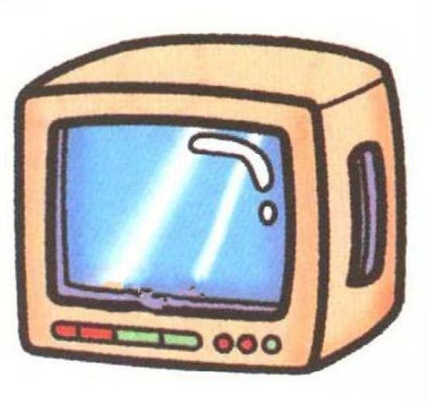 Simple drawing pictures of home appliances and color TVs with colors