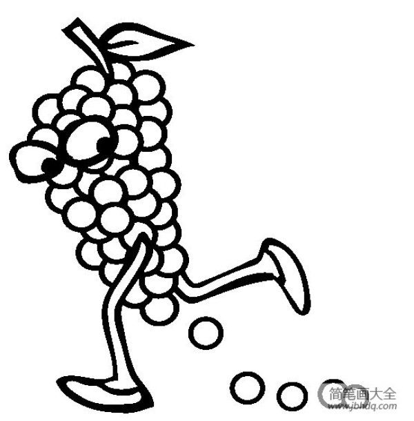 Cute fruit simple drawings: running grapes