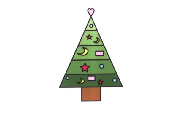 Cartoon triangle Christmas tree simple drawing method