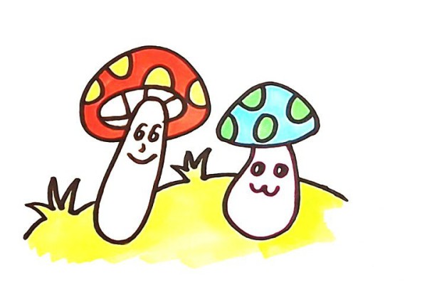 How to draw simple strokes of mushrooms