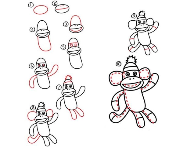 Simple drawing tutorial step by step monkey drawing