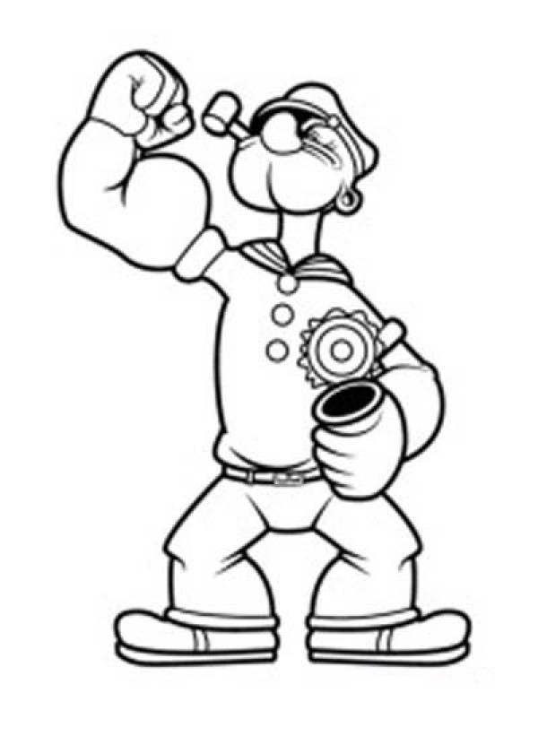 Simple drawing picture of strong Popeye sailor for children