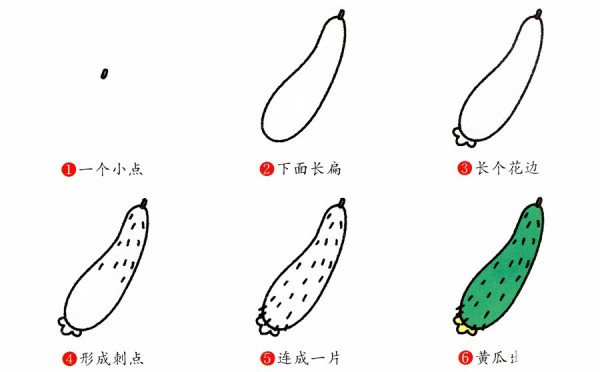 How to draw cucumber in simple strokes