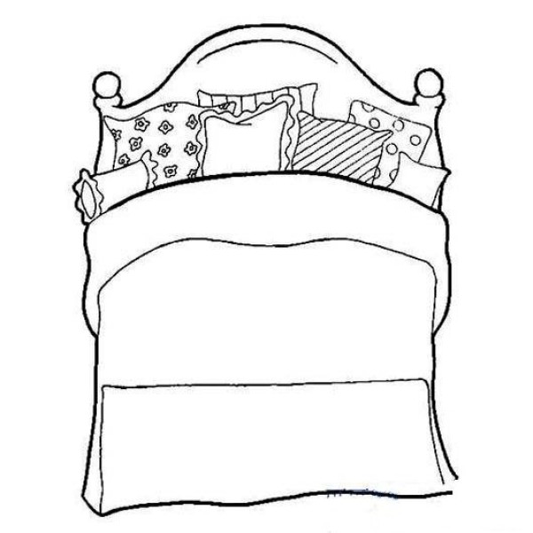 Bed quilt simple drawing picture