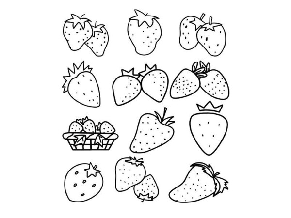 Complete collection of strawberry simple strokes