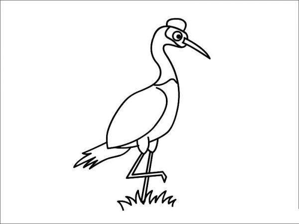 How to draw a red-crowned crane