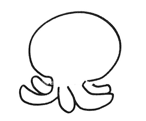 Draw a cute cartoon octopus in four steps